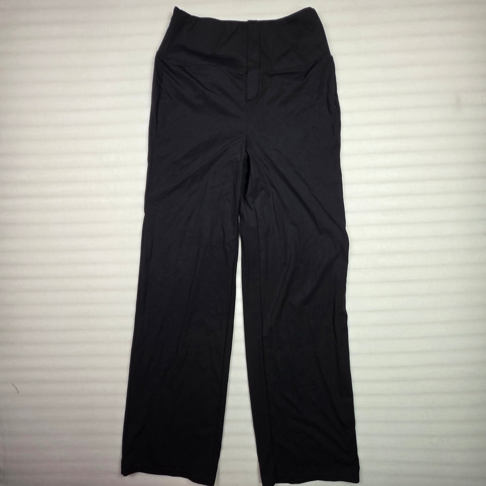 Halara Womens High Waisted Wide Leg Pants Black Back Pockets Small